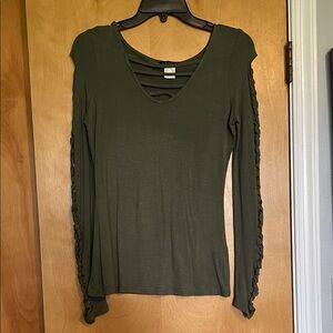 Olive Green Long Sleeve Top